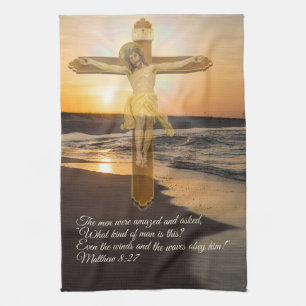 Wind And Waves Obey Him Tea Towel