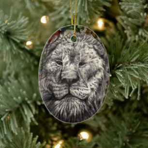 Wind Beneath My Wings Lion Butterflies Animal Art Ceramic Ornament