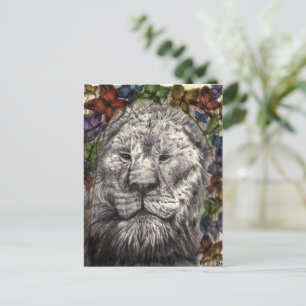 Wind Beneath My Wings Lion Butterflies Animal Art Postcard