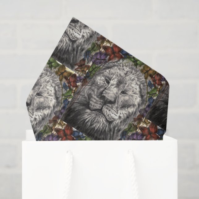 Wind Beneath My Wings Lion Butterfly Wildlife Art Tissue Paper (Gift Bag)