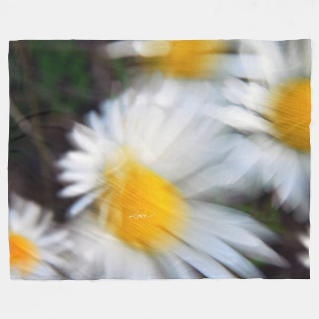 Wind blown Daisies Fleece Blanket (Front (Horizontal))