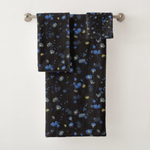 Wind Blown Floral Pattern Bath Towel Set