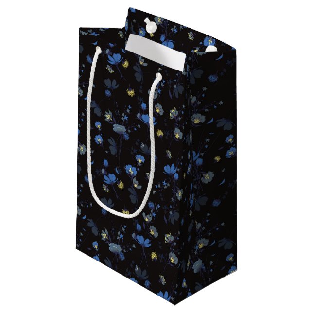 Wind Blown Floral Pattern Small Gift Bag (Front Angled)