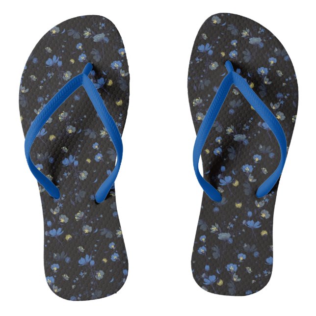 Wind Blown Floral Pattern Thongs (Footbed)