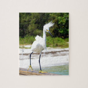 Wind blown Snowy Egret Jigsaw Puzzle