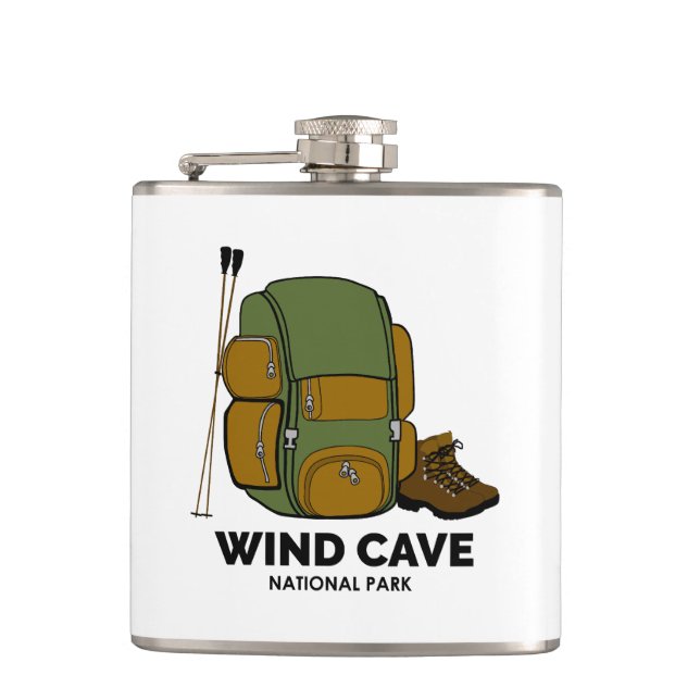 Wind Cave National Park Backpack Hip Flask (Front)