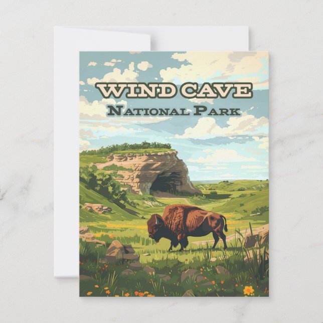 Wind Cave National Park Bison South Dakota Card (Front)