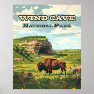 Wind Cave National Park Bison South Dakota Poster