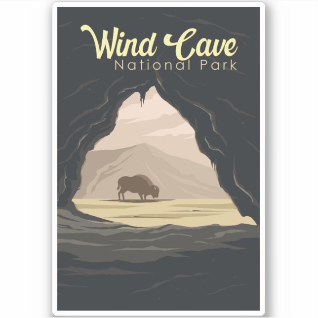 Wind Cave National Park Illustration Travel Art (Front)