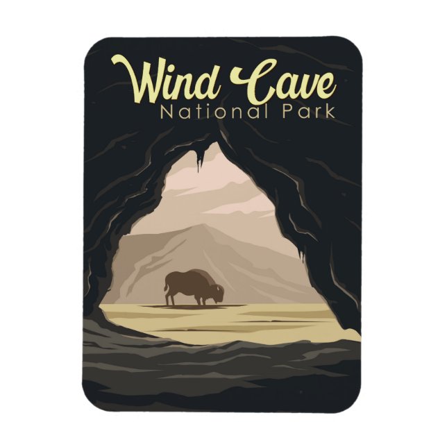 Wind Cave National Park Illustration Travel Art Magnet (Vertical)