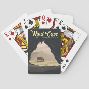 Wind Cave National Park Illustration Travel Art Playing Cards