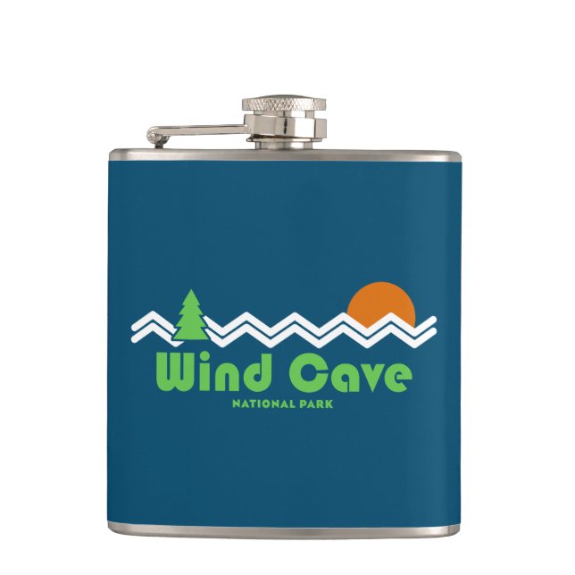 Wind Cave National Park Retro Hip Flask (Front)