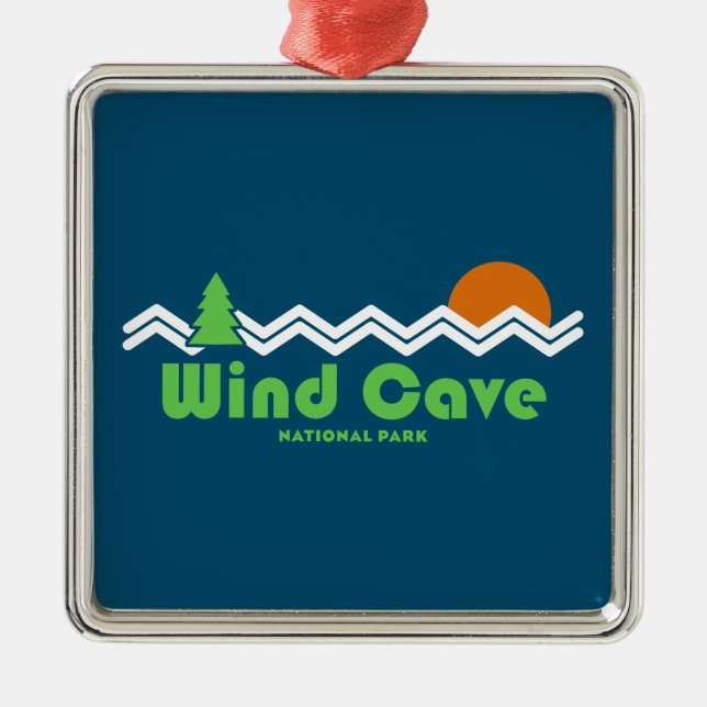 Wind Cave National Park Retro Metal Ornament (Front)