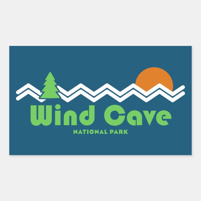 Wind Cave National Park Retro Rectangular Sticker (Front)