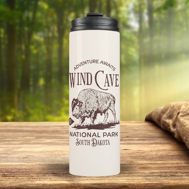 Wind Cave National Park Retro Wildlife Design Thermal Tumbler (Creator Uploaded)