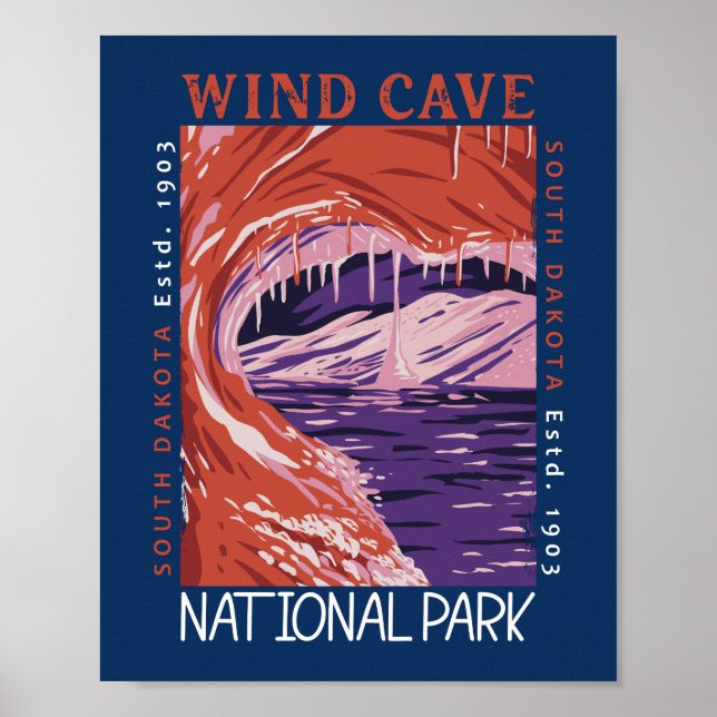 Wind Cave National Park South Dakota Distressed  Poster (Front)