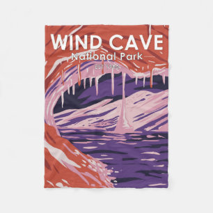 Wind Cave National Park South Dakota Vintage Fleece Blanket