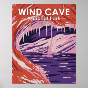 Wind Cave National Park South Dakota Vintage Poster