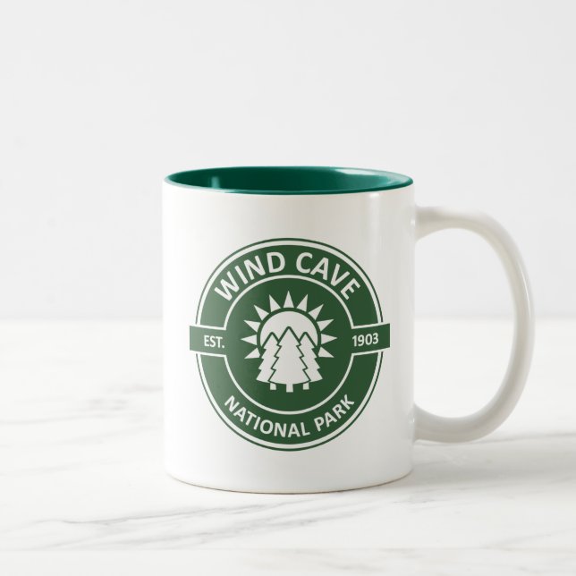 Wind Cave National Park Sun Trees Two-Tone Coffee Mug (Right)