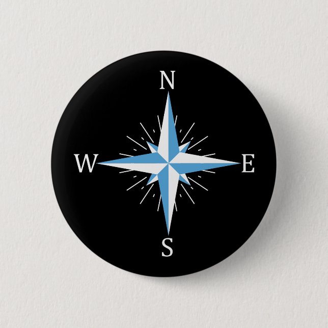 Wind compass 6 cm round badge (Front)