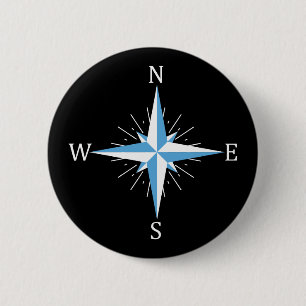 Wind compass 6 cm round badge