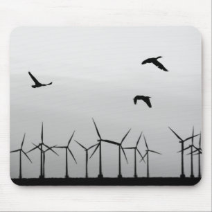 Wind farm and birds mouse pad