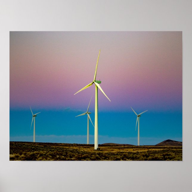 Wind Farm Wind Energy at Dusk  Jigsaw Puzzle Poster (Front)