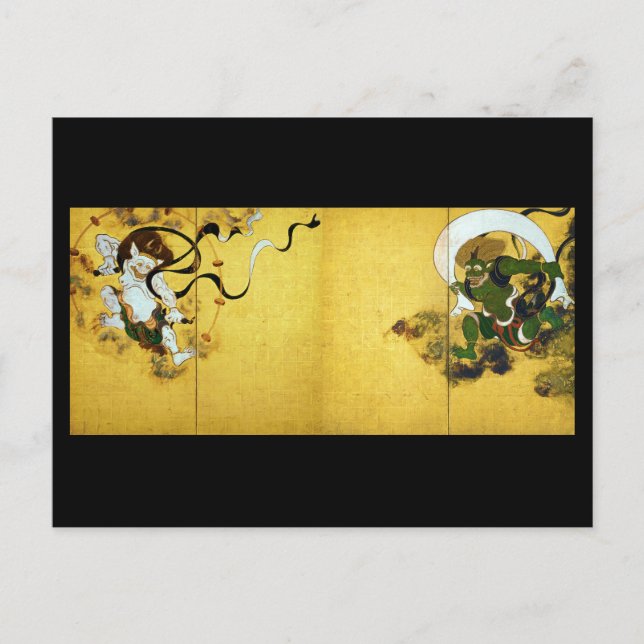 Wind god and Thunder god, Tawaraya Sotatsu Postcard (Front)