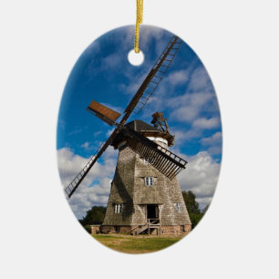 Wind mill with blue sky ceramic ornament