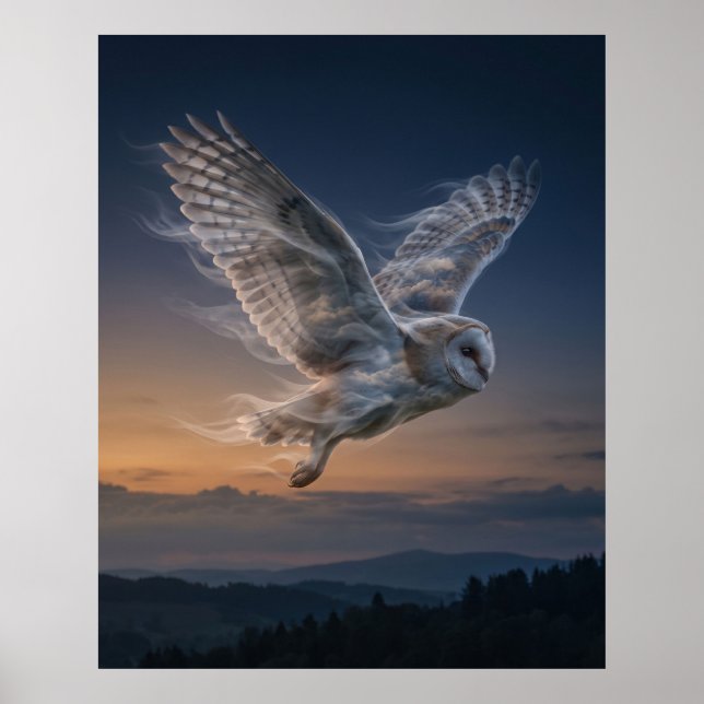 Wind Owl Twilight Sky Poster (Front)