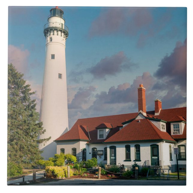 Wind Point Lighthouse on Lake Michigan  Ceramic Tile (Front)
