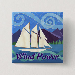 Wind Power 15 Cm Square Badge