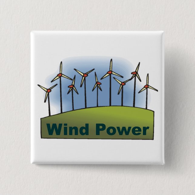 Wind Power 15 Cm Square Badge (Front)