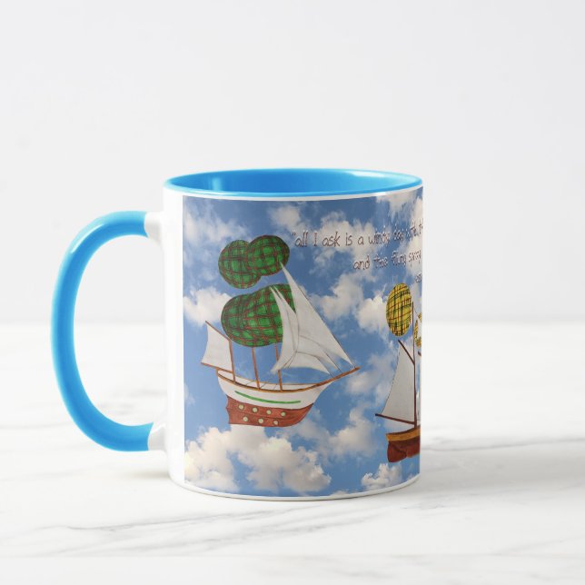 Wind Power airships with John Masefield quote Mug (Left)