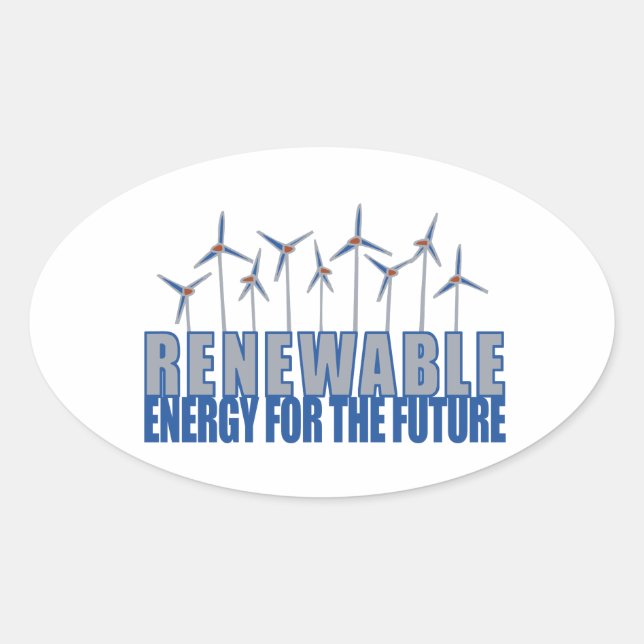 Wind Power Turbines Oval Sticker (Front)