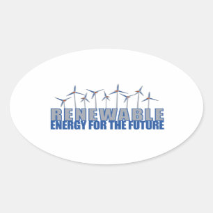 Wind Power Turbines Oval Sticker