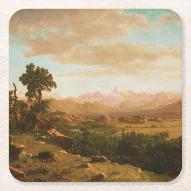Wind River Country – Albert Bierstadt Square Paper Coaster (Front)