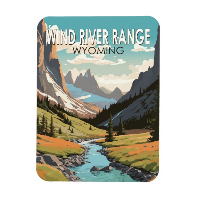 Wind River Range Wyoming Travel Art Vintage Magnet (Vertical)