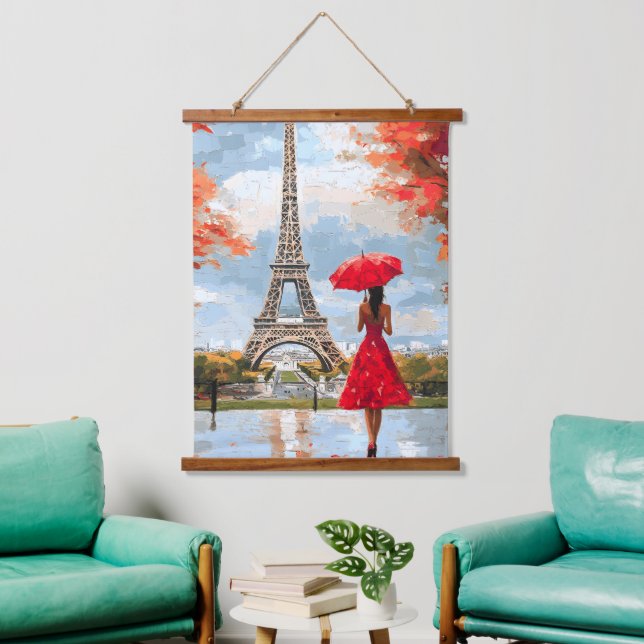 Wind Romance Paris Chic Walk Hanging Tapestry (Living Room)