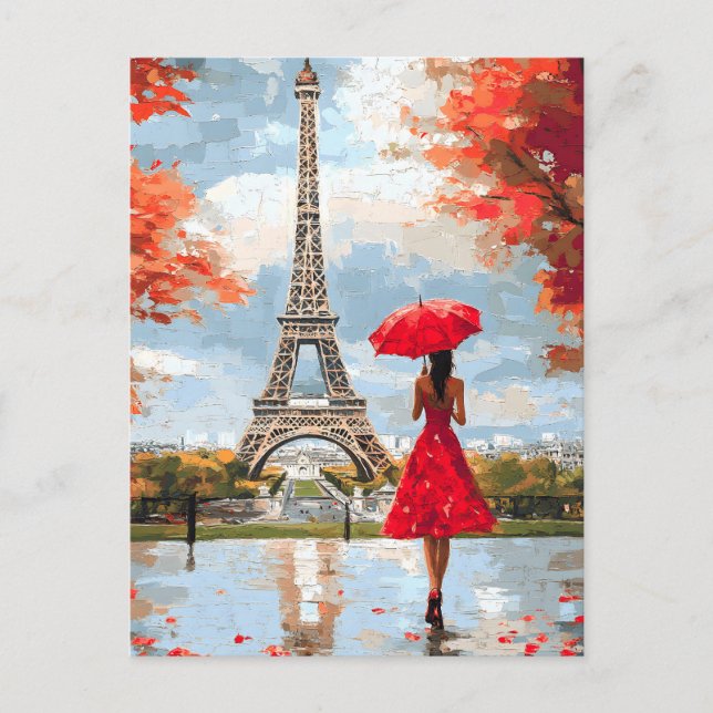 Wind Romance Paris Chic Walk Holiday Postcard (Front)