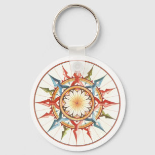 wind rose, compass key ring