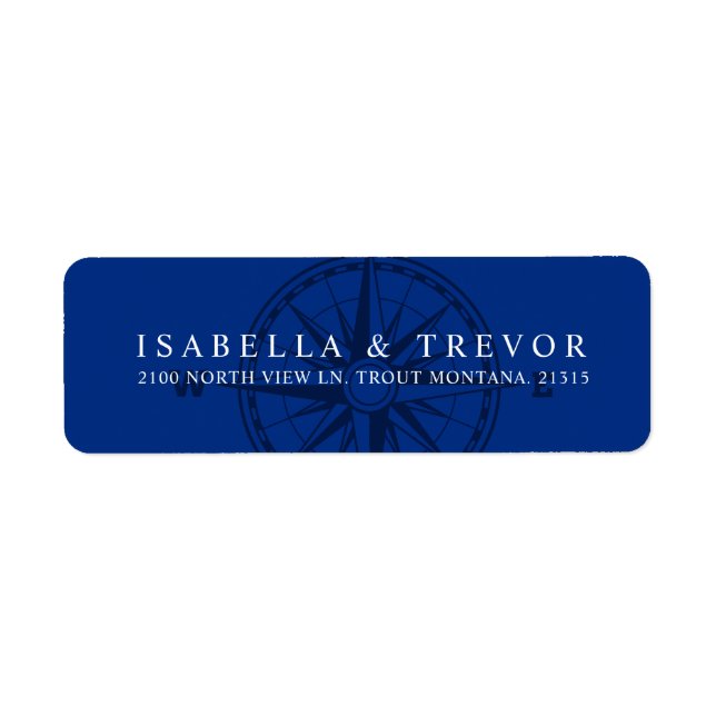 Wind Rose Compass Nautical Blue Return Address Label (Front)