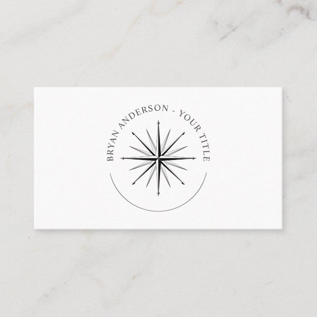 Wind Rose Compass - Nautical Business Card (Front)