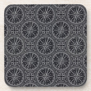 Wind Rose Compass Pattern Coaster