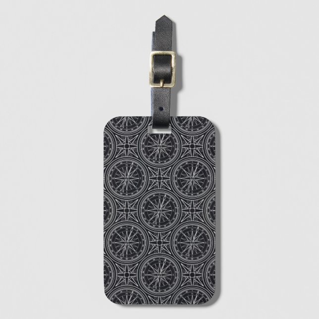 Wind Rose Compass Pattern Luggage Tag (Front Vertical)