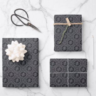 Wind Rose Compass Pattern Wrapping Paper Sheet