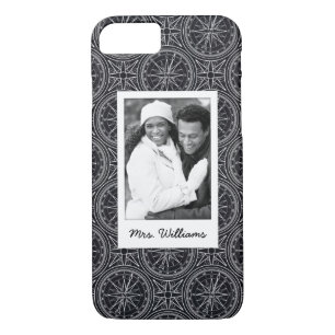 Wind Rose Compass Pattern   Your Photo & Name iPhone 8/7 Case