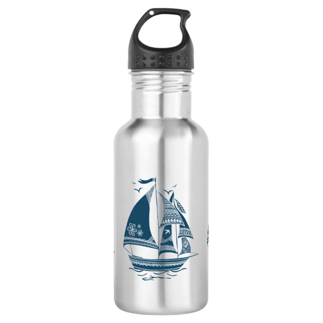 Wind Sailing Nautical Boat 532 Ml Water Bottle (Front)