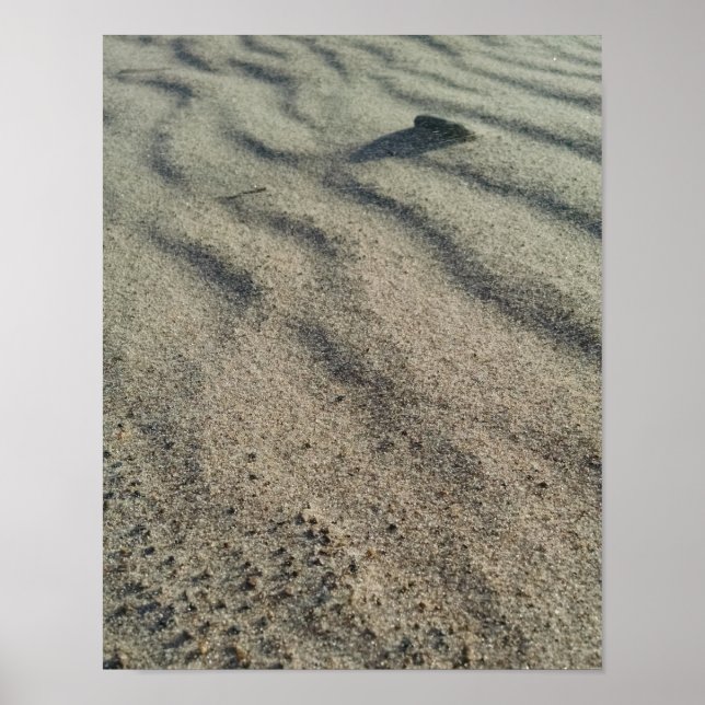 Wind shapes sand ripples, around smooth pebbles poster (Front)