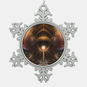 Wind Storm Fractal Art Pewter Snowflake Ornament